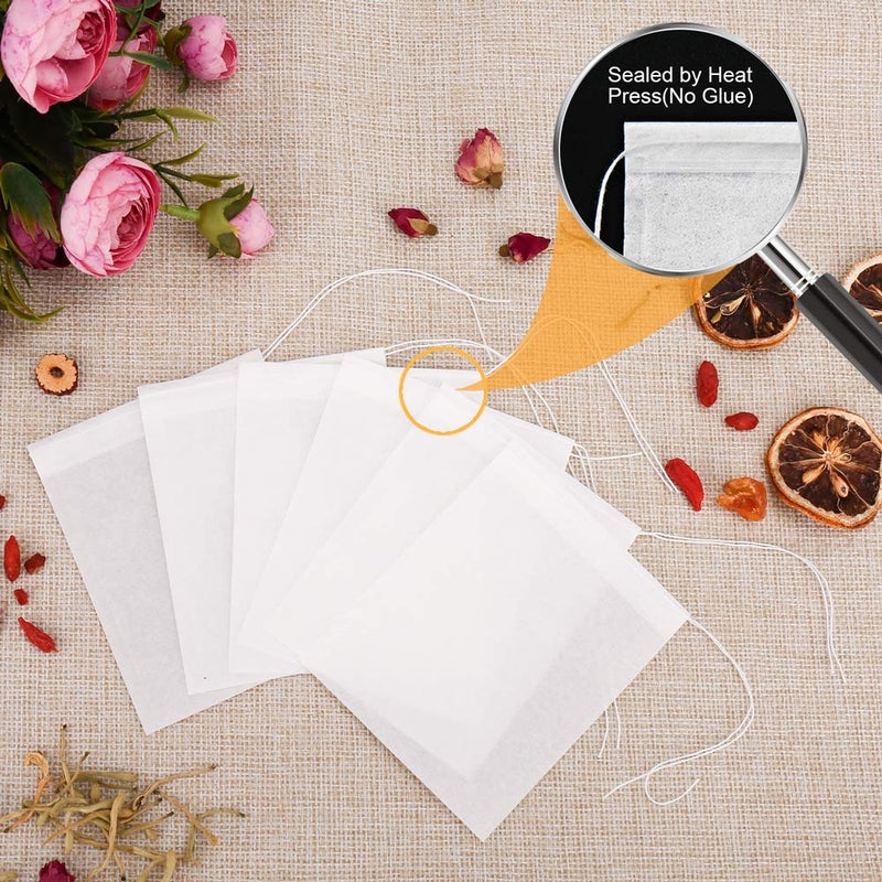 BetyBedy 100PCS Tea Filter Bags, Disposable Tea Bags for Loose Leaf Tea, Drawstring Empty Tea Infuser, BetyBedy Tea Steeper, Natural Wood Pulp Paper Material, 1-Cup Capacityï¼ˆ3.15 x 3.94 inchï¼‰ - Image 3